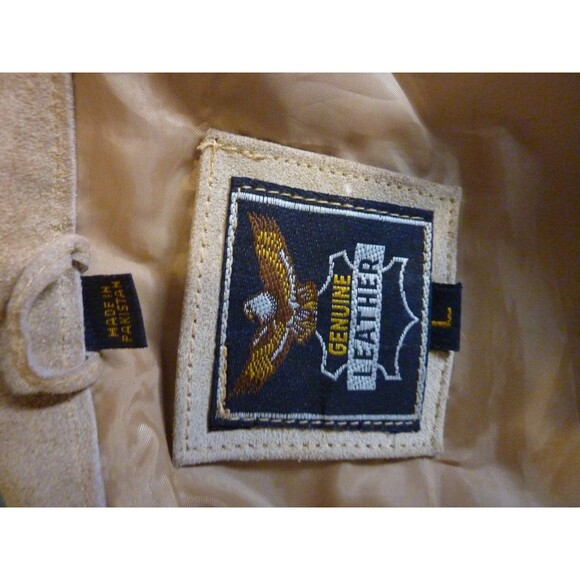 VTG 70-80's Tan Leather Short Jacket Bone Beaded-Fringe-Western-Snaps-Women-L - Picture 4 of 6